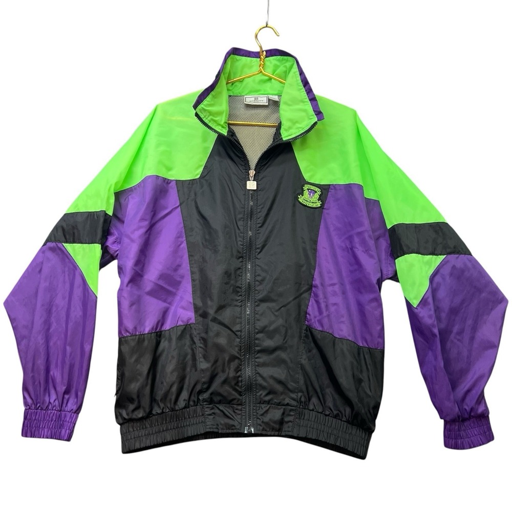 Vintage Givenchy Active Sports Windbreaker Jacket L Colorblock 90s Neon Nylon